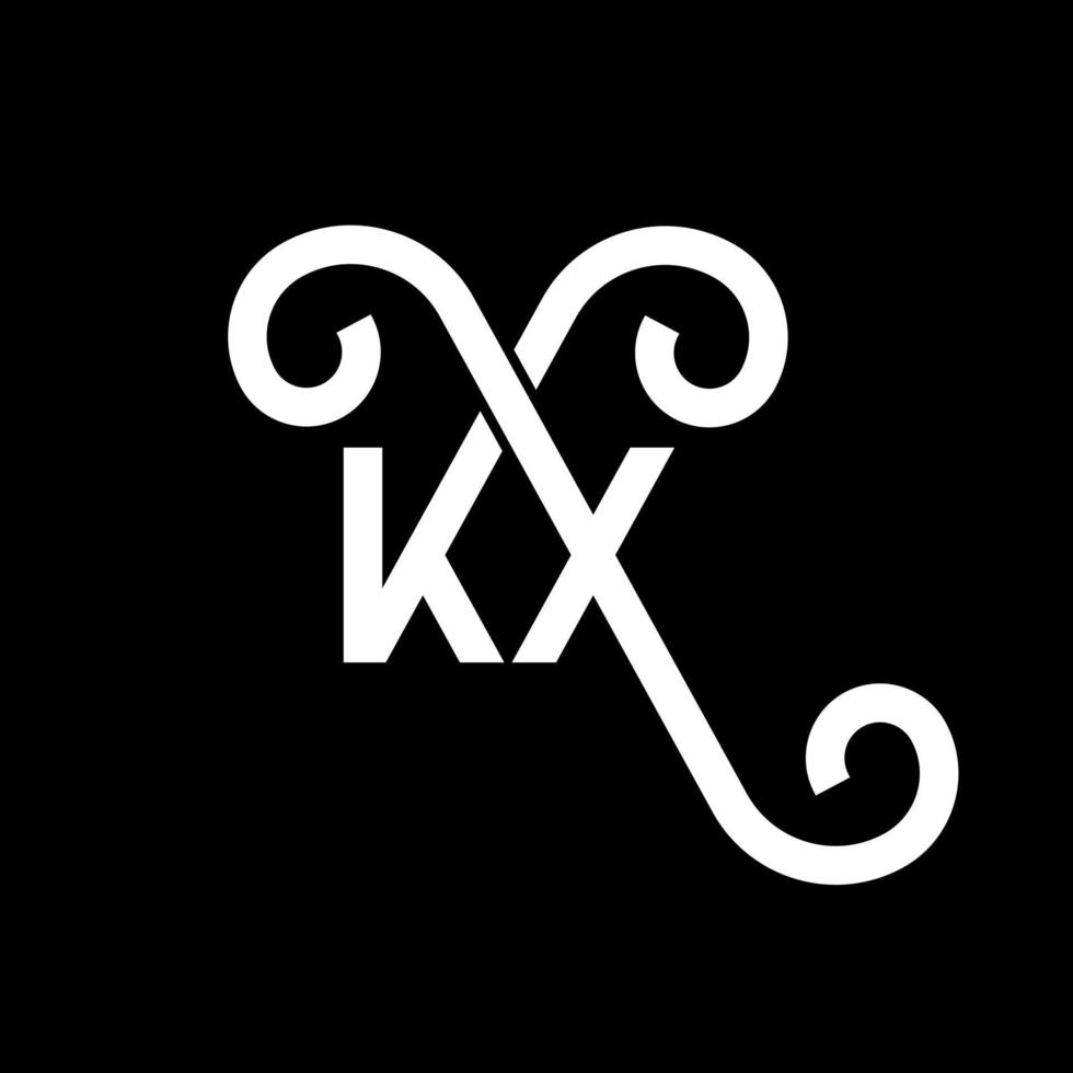 kx carta logotipo design em fundo preto. kx conceito de logotipo de letra de iniciais criativas. kx design de letras. kx desenho de letra branca sobre fundo preto. kx, logotipo kx vetor