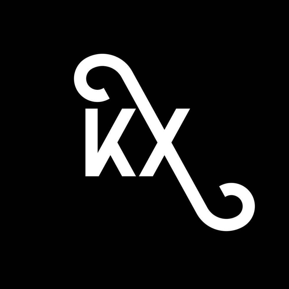 kx carta logotipo design em fundo preto. kx conceito de logotipo de letra de iniciais criativas. kx design de letras. kx desenho de letra branca sobre fundo preto. kx, logotipo kx vetor