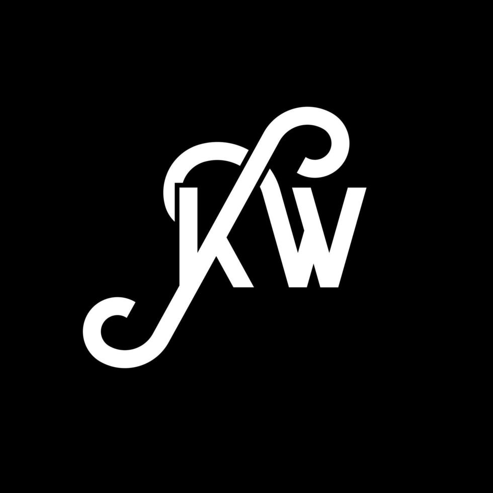 kw carta logotipo design em fundo preto. kw conceito de logotipo de letra de iniciais criativas. kw design de letras. kw desenho de letra branca sobre fundo preto. kw, kw logotipo vetor