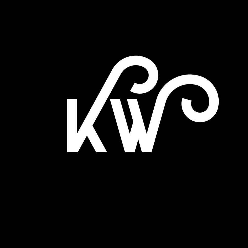 kw carta logotipo design em fundo preto. kw conceito de logotipo de letra de iniciais criativas. kw design de letras. kw desenho de letra branca sobre fundo preto. kw, kw logotipo vetor