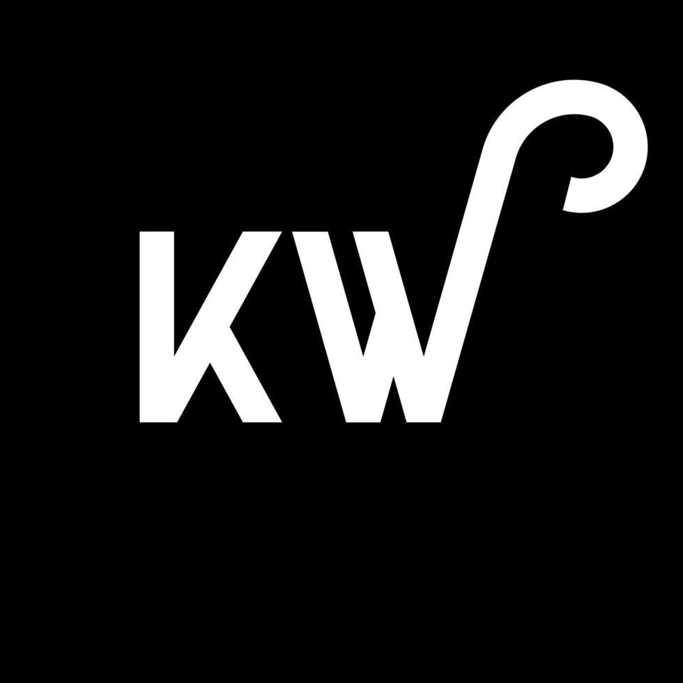 kw carta logotipo design em fundo preto. kw conceito de logotipo de letra de iniciais criativas. kw design de letras. kw desenho de letra branca sobre fundo preto. kw, kw logotipo vetor