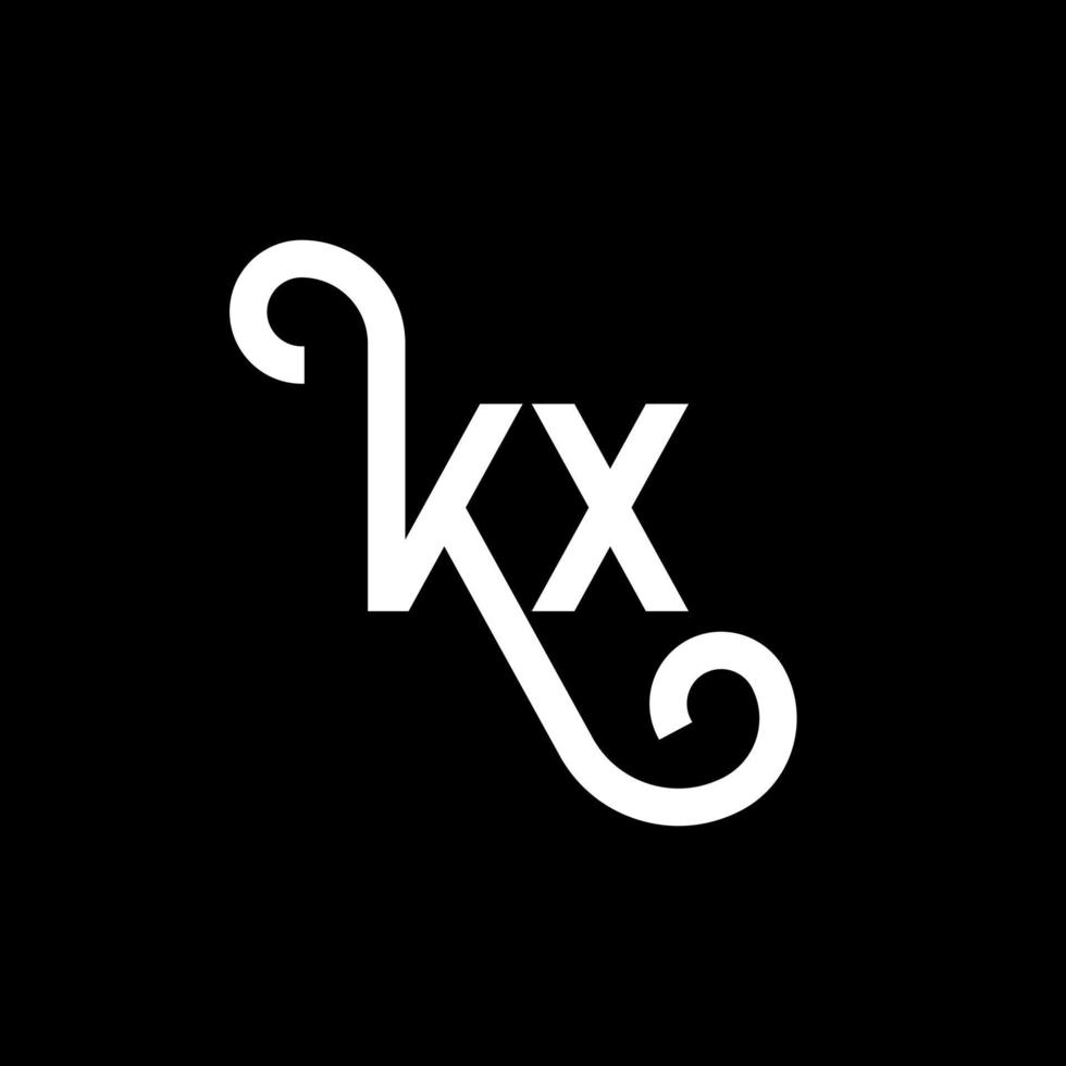 kx carta logotipo design em fundo preto. kx conceito de logotipo de letra de iniciais criativas. kx design de letras. kx desenho de letra branca sobre fundo preto. kx, logotipo kx vetor