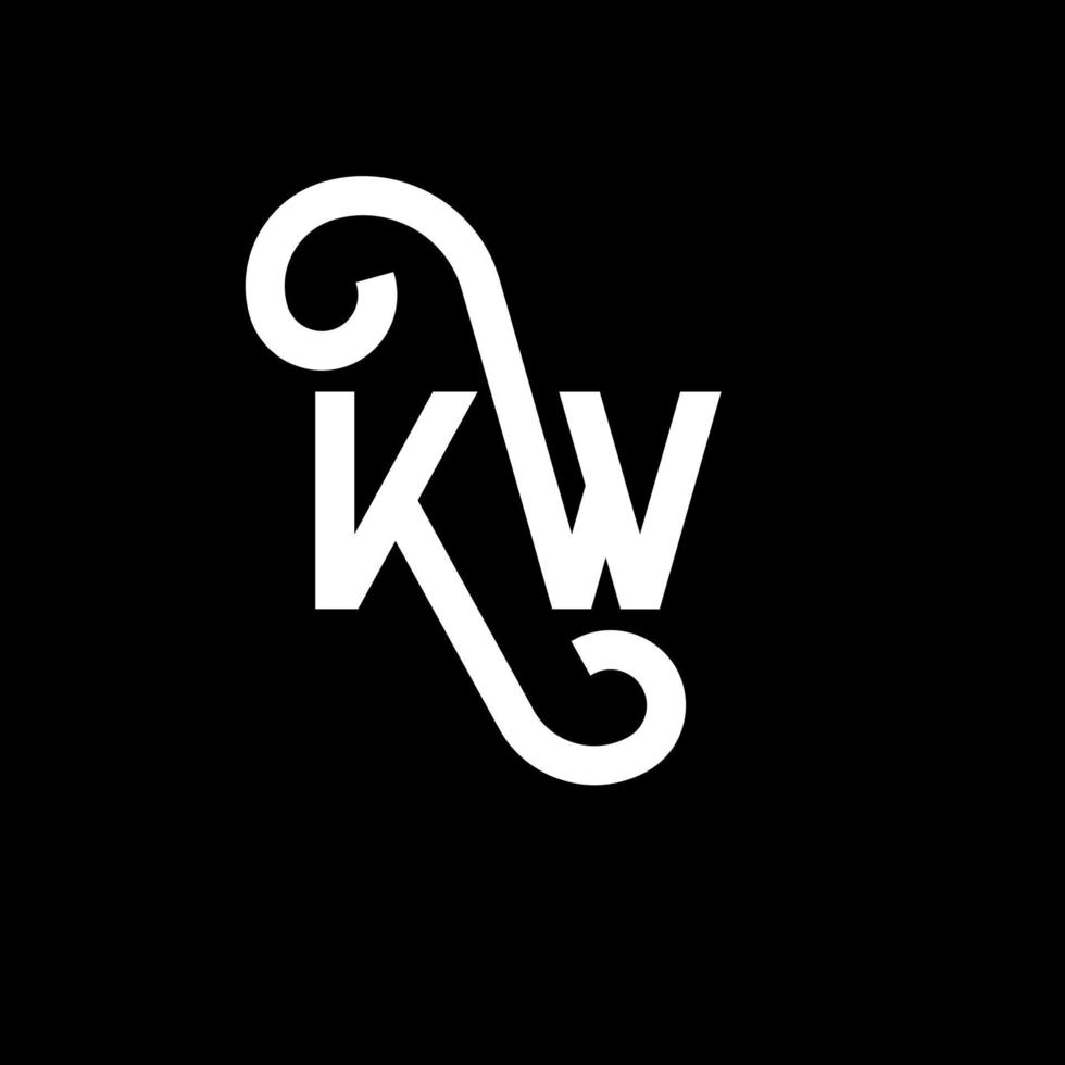 kw carta logotipo design em fundo preto. kw conceito de logotipo de letra de iniciais criativas. kw design de letras. kw desenho de letra branca sobre fundo preto. kw, kw logotipo vetor