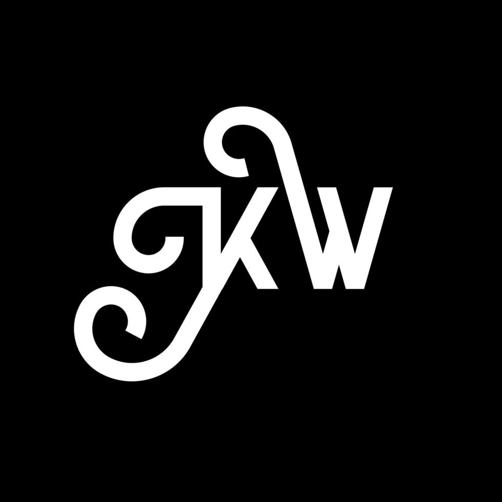 kw carta logotipo design em fundo preto. kw conceito de logotipo de letra de iniciais criativas. kw design de letras. kw desenho de letra branca sobre fundo preto. kw, kw logotipo vetor