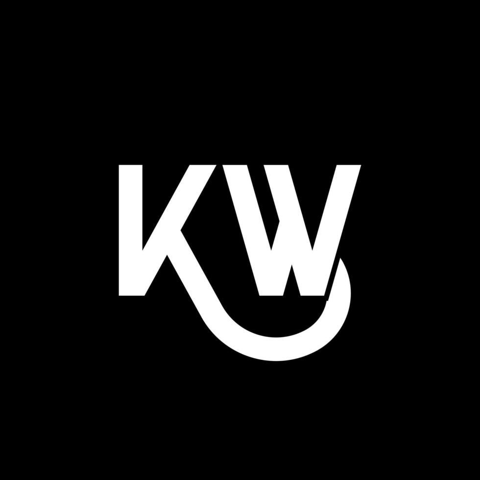 kw carta logotipo design em fundo preto. kw conceito de logotipo de letra de iniciais criativas. kw design de letras. kw desenho de letra branca sobre fundo preto. kw, kw logotipo vetor