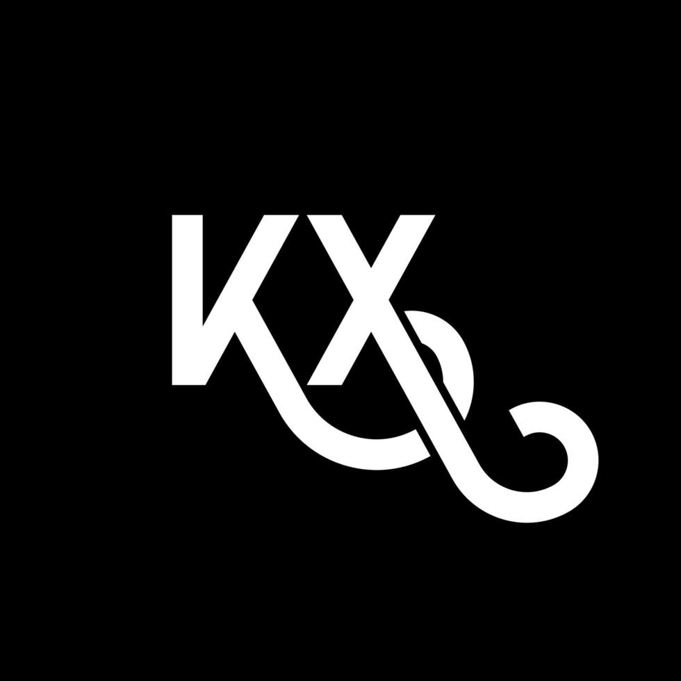 kx carta logotipo design em fundo preto. kx conceito de logotipo de letra de iniciais criativas. kx design de letras. kx desenho de letra branca sobre fundo preto. kx, logotipo kx vetor