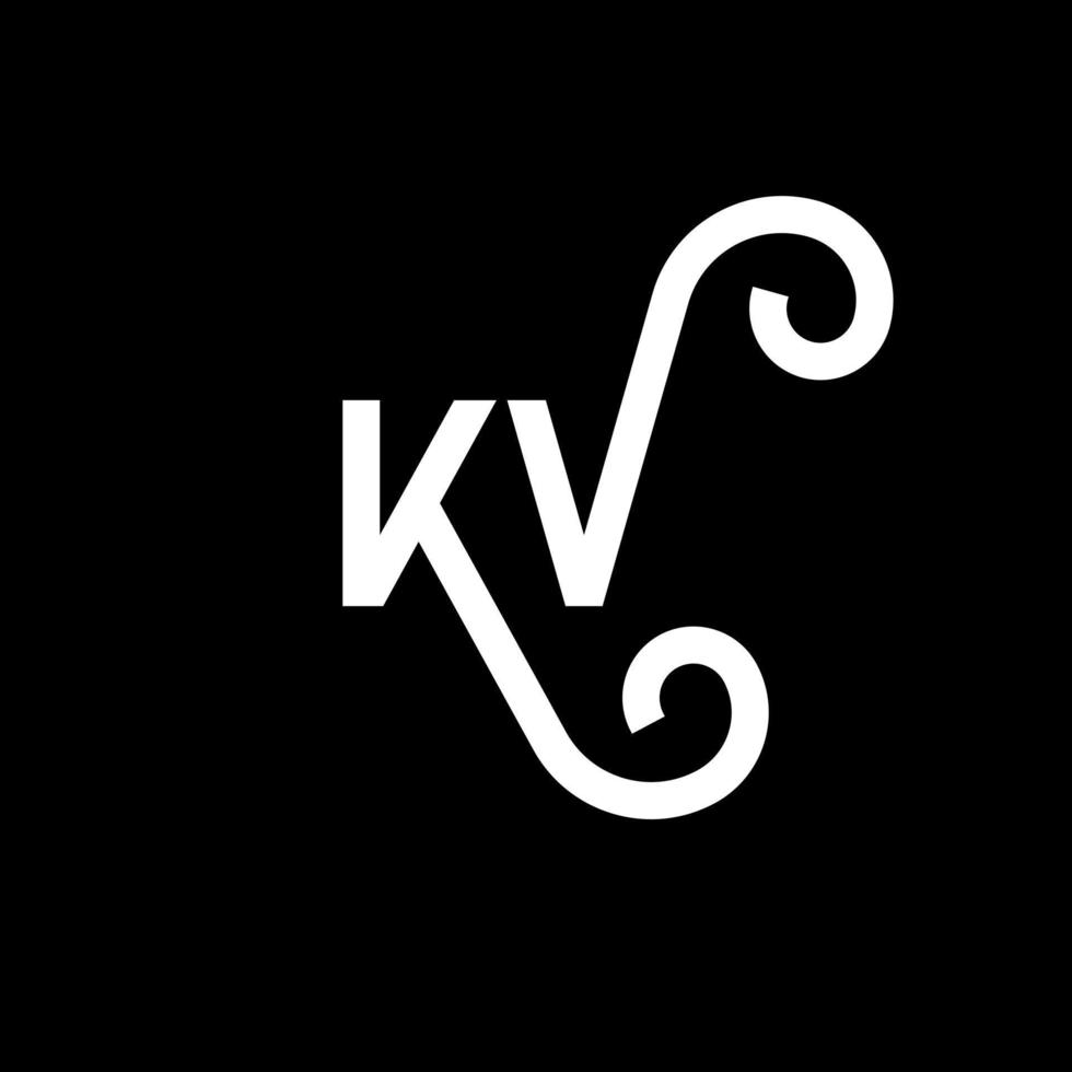 design de logotipo de letra kv em fundo preto. conceito de logotipo de letra de iniciais criativas kv. design de letra kv. kv desenho de letra branca sobre fundo preto. kv, logotipo kv vetor