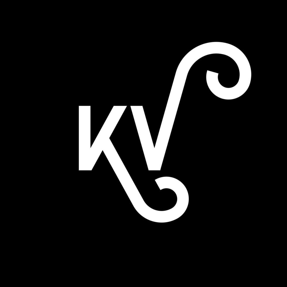 design de logotipo de letra kv em fundo preto. conceito de logotipo de letra de iniciais criativas kv. design de letra kv. kv desenho de letra branca sobre fundo preto. kv, logotipo kv vetor
