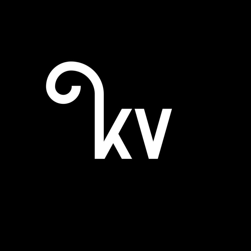 design de logotipo de letra kv em fundo preto. conceito de logotipo de letra de iniciais criativas kv. design de letra kv. kv desenho de letra branca sobre fundo preto. kv, logotipo kv vetor