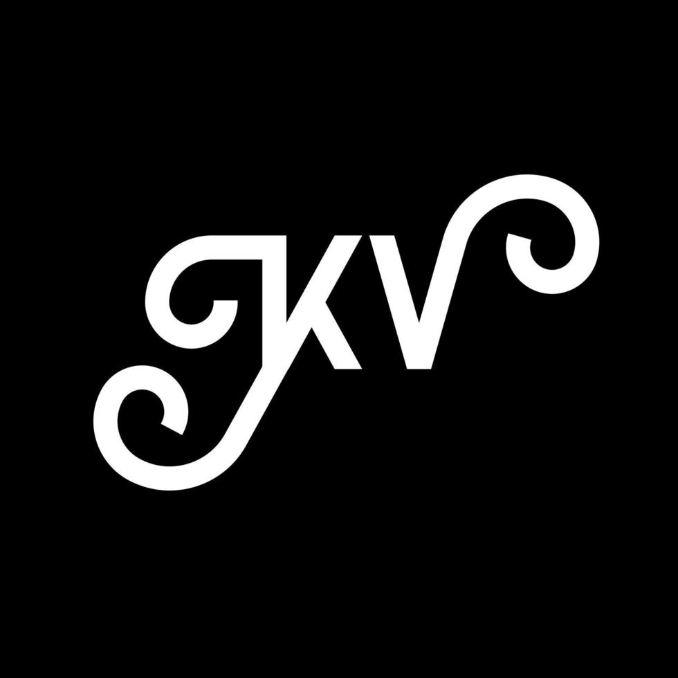 design de logotipo de letra kv em fundo preto. conceito de logotipo de letra de iniciais criativas kv. design de letra kv. kv desenho de letra branca sobre fundo preto. kv, logotipo kv vetor