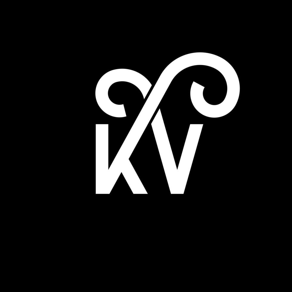 design de logotipo de letra kv em fundo preto. conceito de logotipo de letra de iniciais criativas kv. design de letra kv. kv desenho de letra branca sobre fundo preto. kv, logotipo kv vetor