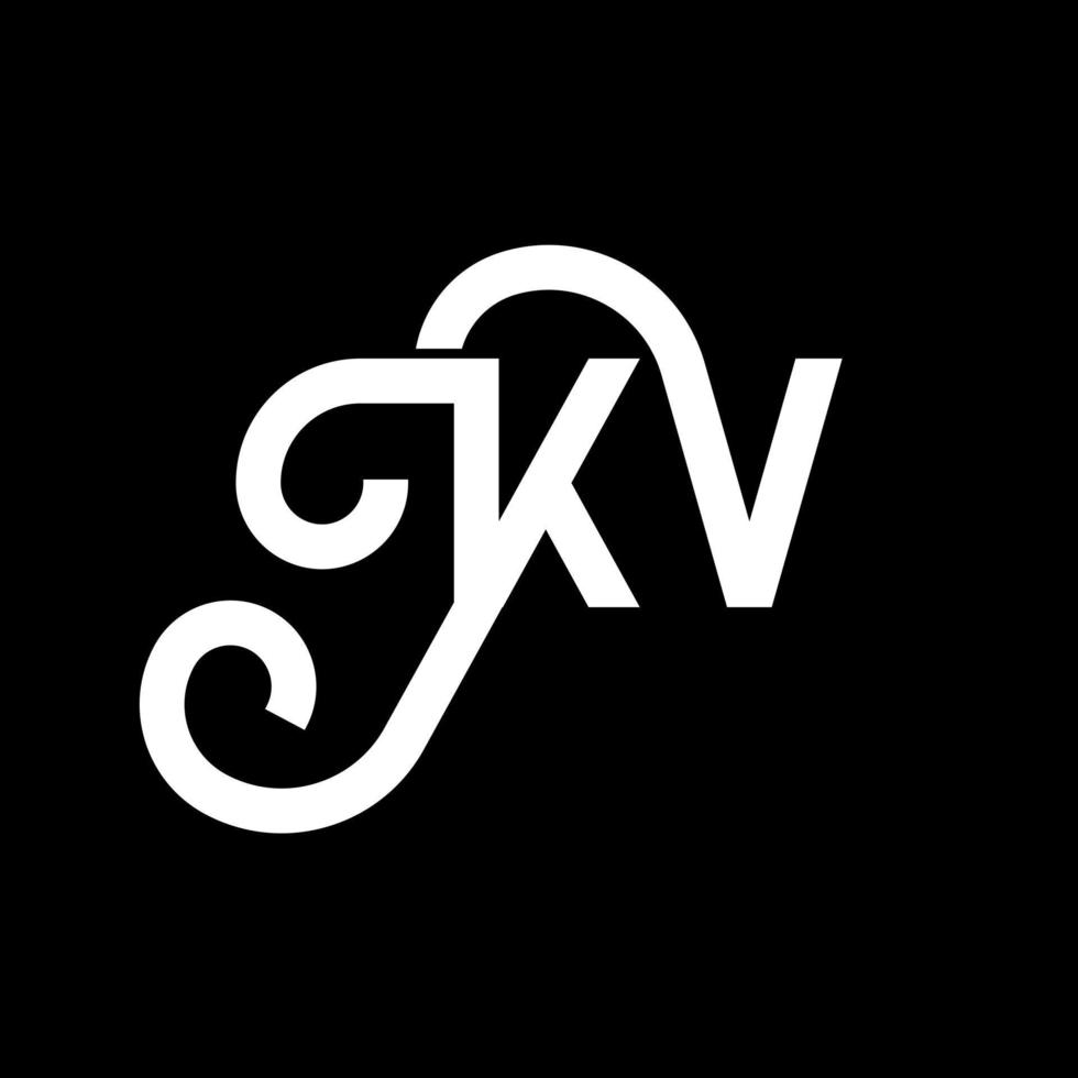 design de logotipo de letra kv em fundo preto. conceito de logotipo de letra de iniciais criativas kv. design de letra kv. kv desenho de letra branca sobre fundo preto. kv, logotipo kv vetor