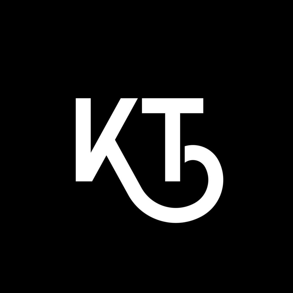 design de logotipo de letra kt em fundo preto. kt conceito de logotipo de letra de iniciais criativas. design de letra kt. kt design de letra branca sobre fundo preto. kt, logotipo kt vetor