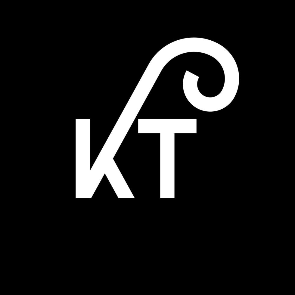 design de logotipo de letra kt em fundo preto. kt conceito de logotipo de letra de iniciais criativas. design de letra kt. kt design de letra branca sobre fundo preto. kt, logotipo kt vetor