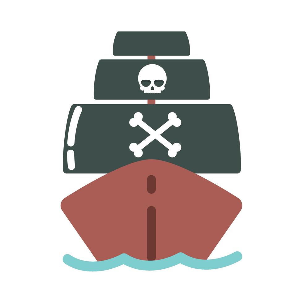 navio pirata com caveira vetor