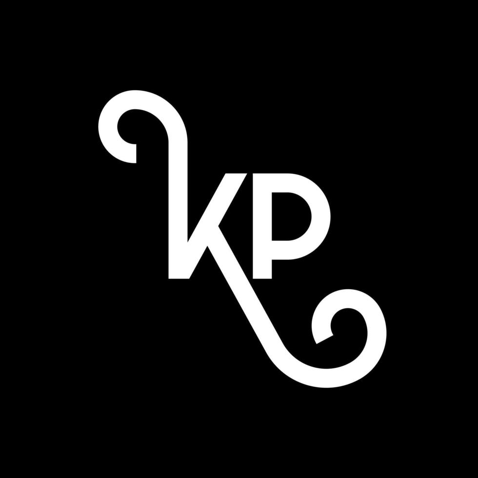 kp carta logotipo design em fundo preto. conceito de logotipo de letra de iniciais criativas kp. desenho de letra kp. kp desenho de letra branca sobre fundo preto. kp, logotipo kp vetor