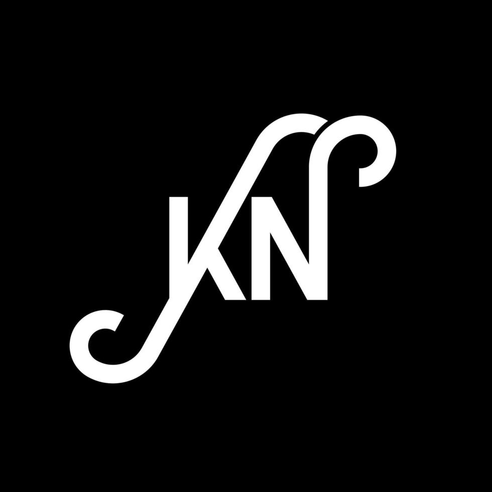 design de logotipo de letra kn em fundo preto. kn conceito de logotipo de letra de iniciais criativas. design de letra kn. kn desenho de letra branca sobre fundo preto. kn, logotipo kn vetor