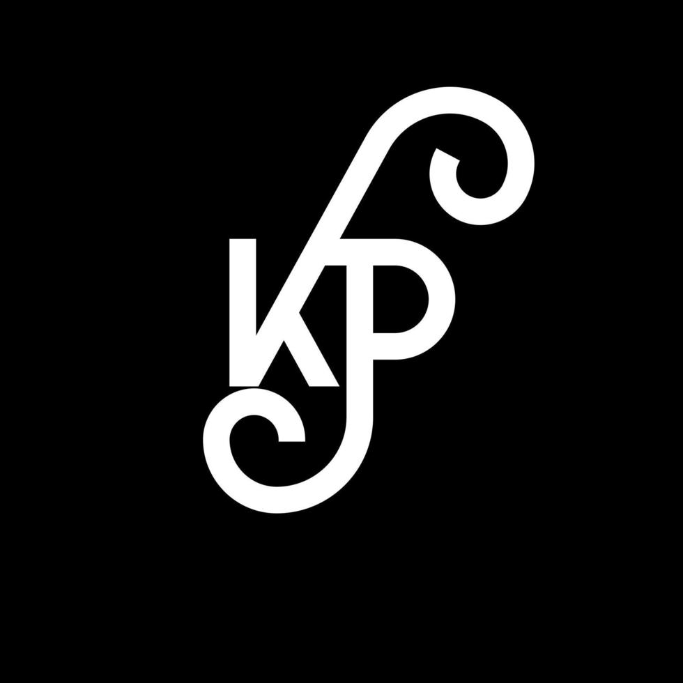 kp carta logotipo design em fundo preto. conceito de logotipo de letra de iniciais criativas kp. desenho de letra kp. kp desenho de letra branca sobre fundo preto. kp, logotipo kp vetor