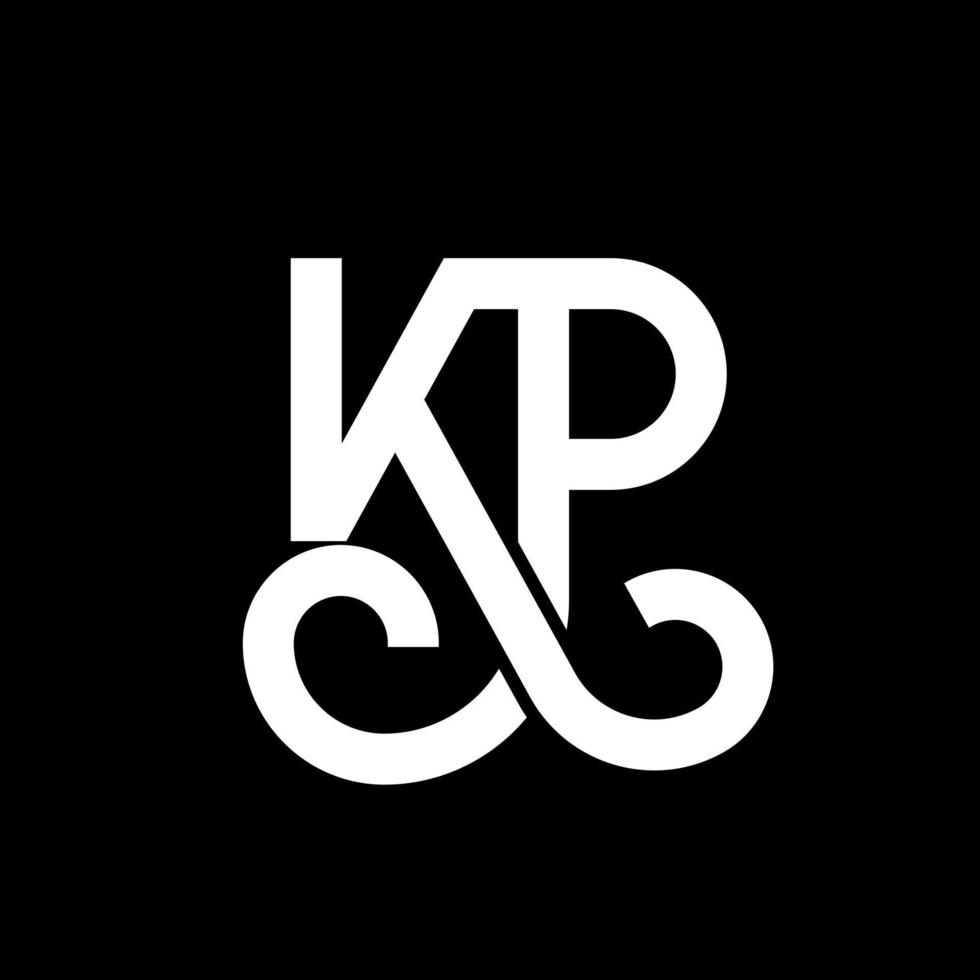 kp carta logotipo design em fundo preto. conceito de logotipo de letra de iniciais criativas kp. desenho de letra kp. kp desenho de letra branca sobre fundo preto. kp, logotipo kp vetor