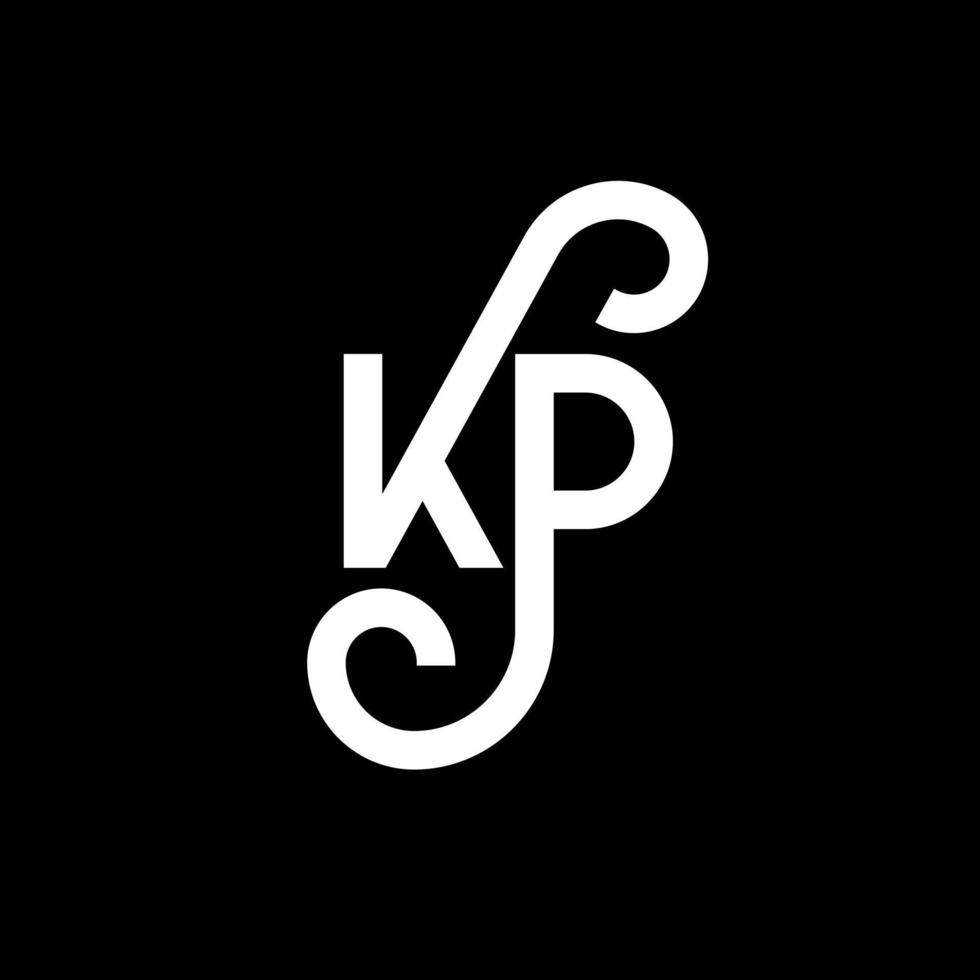 kp carta logotipo design em fundo preto. conceito de logotipo de letra de iniciais criativas kp. desenho de letra kp. kp desenho de letra branca sobre fundo preto. kp, logotipo kp vetor