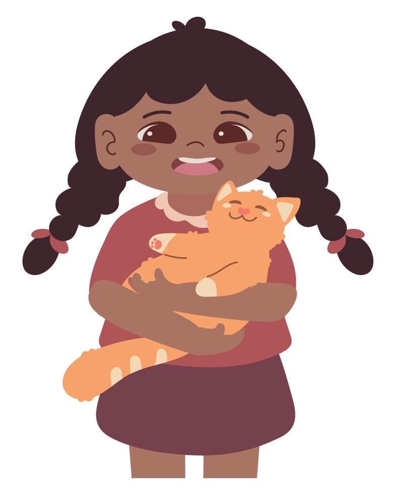 menina com gato vetor