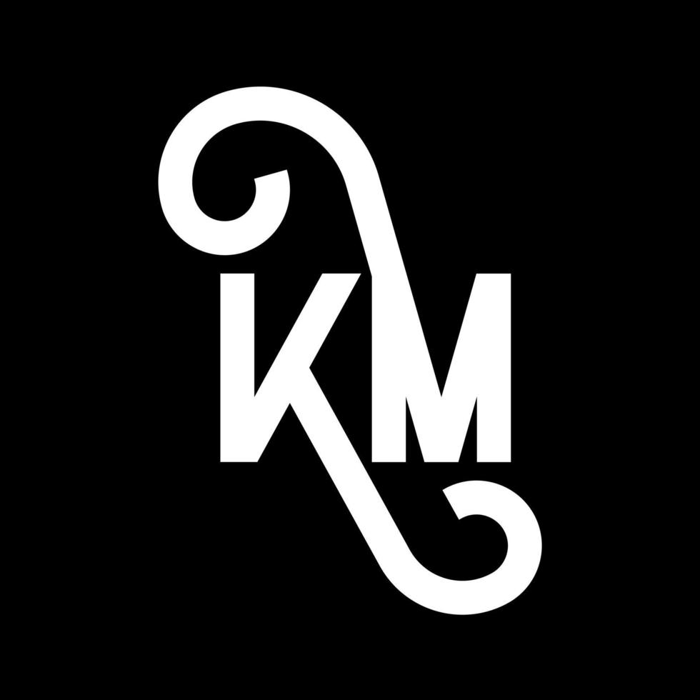 design de logotipo de letra km em fundo preto. km conceito de logotipo de letra de iniciais criativas. desenho de letra km. km design de letra branca sobre fundo preto. km, logotipo km vetor