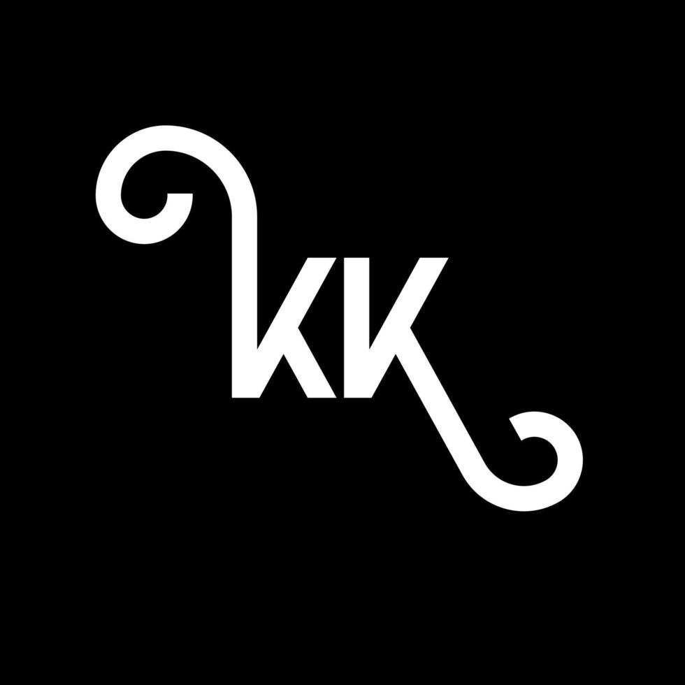 kk design de logotipo de carta em fundo preto. kk conceito de logotipo de letra de iniciais criativas. kk design de letras. kk design de letra branca sobre fundo preto. kk, logo kk vetor