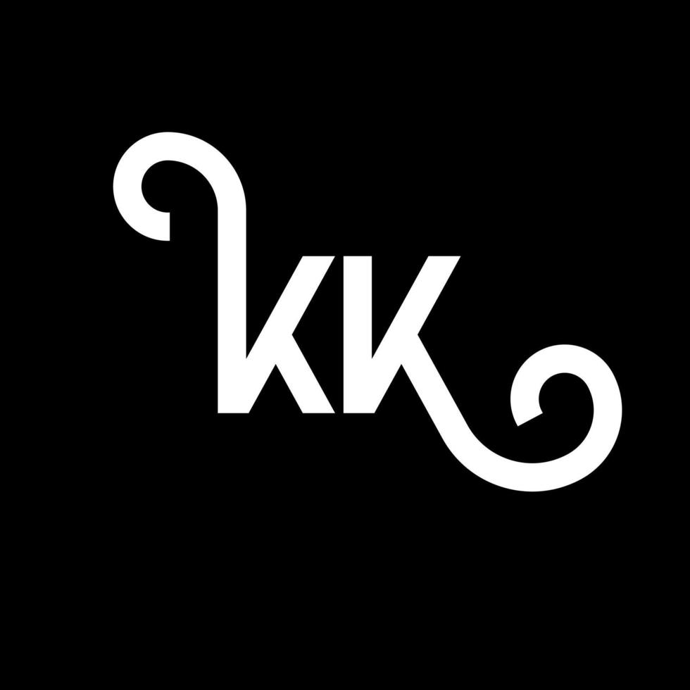 kk design de logotipo de carta em fundo preto. kk conceito de logotipo de letra de iniciais criativas. kk design de letras. kk design de letra branca sobre fundo preto. kk, logo kk vetor