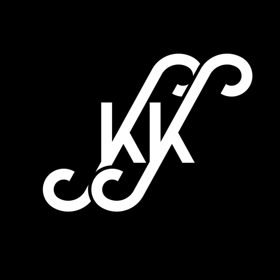 kk design de logotipo de carta em fundo preto. kk conceito de logotipo de letra de iniciais criativas. kk design de letras. kk design de letra branca sobre fundo preto. kk, logo kk vetor