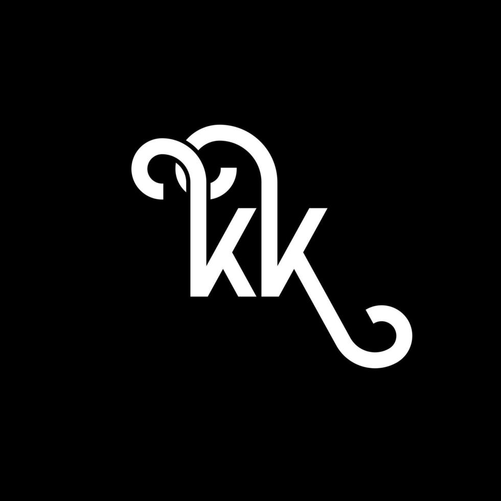 kk design de logotipo de carta em fundo preto. kk conceito de logotipo de letra de iniciais criativas. kk design de letras. kk design de letra branca sobre fundo preto. kk, logo kk vetor