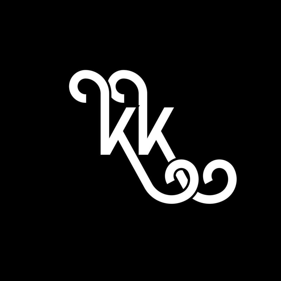 kk design de logotipo de carta em fundo preto. kk conceito de logotipo de letra de iniciais criativas. kk design de letras. kk design de letra branca sobre fundo preto. kk, logo kk vetor