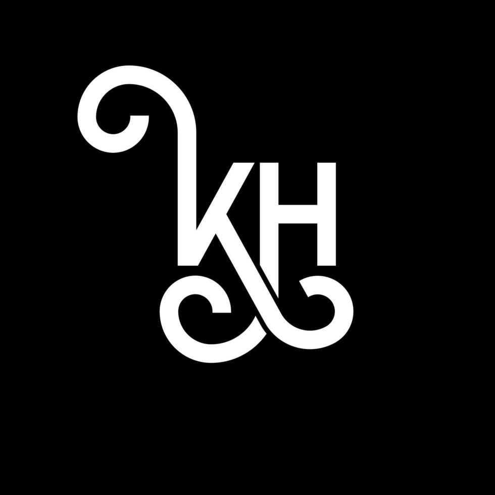 kh design de logotipo de letra em fundo preto. kh conceito de logotipo de letra de iniciais criativas. projeto de letra kh. kh design de letra branca sobre fundo preto. kh, kh logotipo vetor