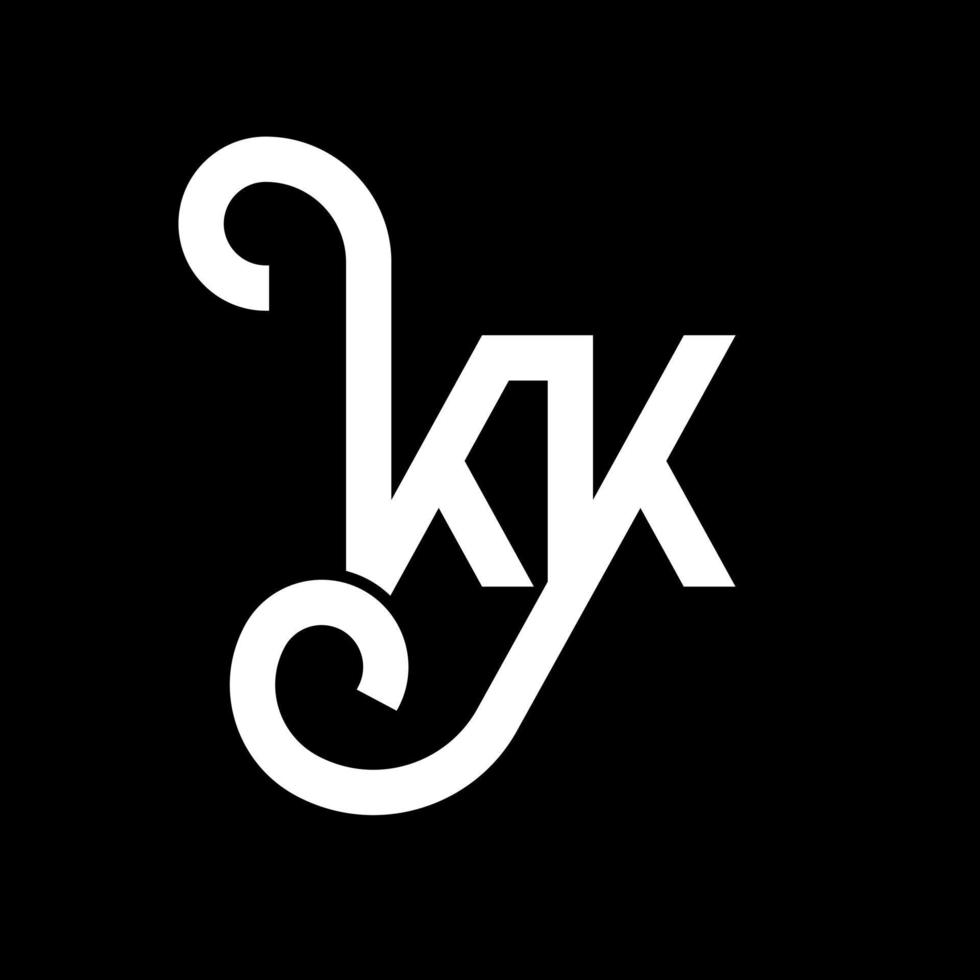 kk design de logotipo de carta em fundo preto. kk conceito de logotipo de letra de iniciais criativas. kk design de letras. kk design de letra branca sobre fundo preto. kk, logo kk vetor