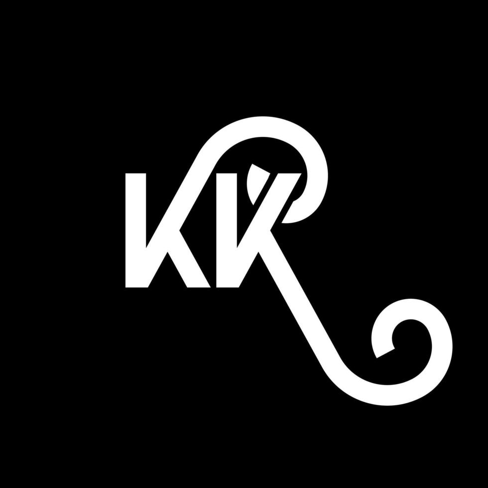 kk design de logotipo de carta em fundo preto. kk conceito de logotipo de letra de iniciais criativas. kk design de letras. kk design de letra branca sobre fundo preto. kk, logo kk vetor