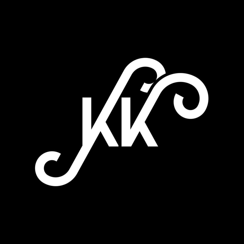 kk design de logotipo de carta em fundo preto. kk conceito de logotipo de letra de iniciais criativas. kk design de letras. kk design de letra branca sobre fundo preto. kk, logo kk vetor