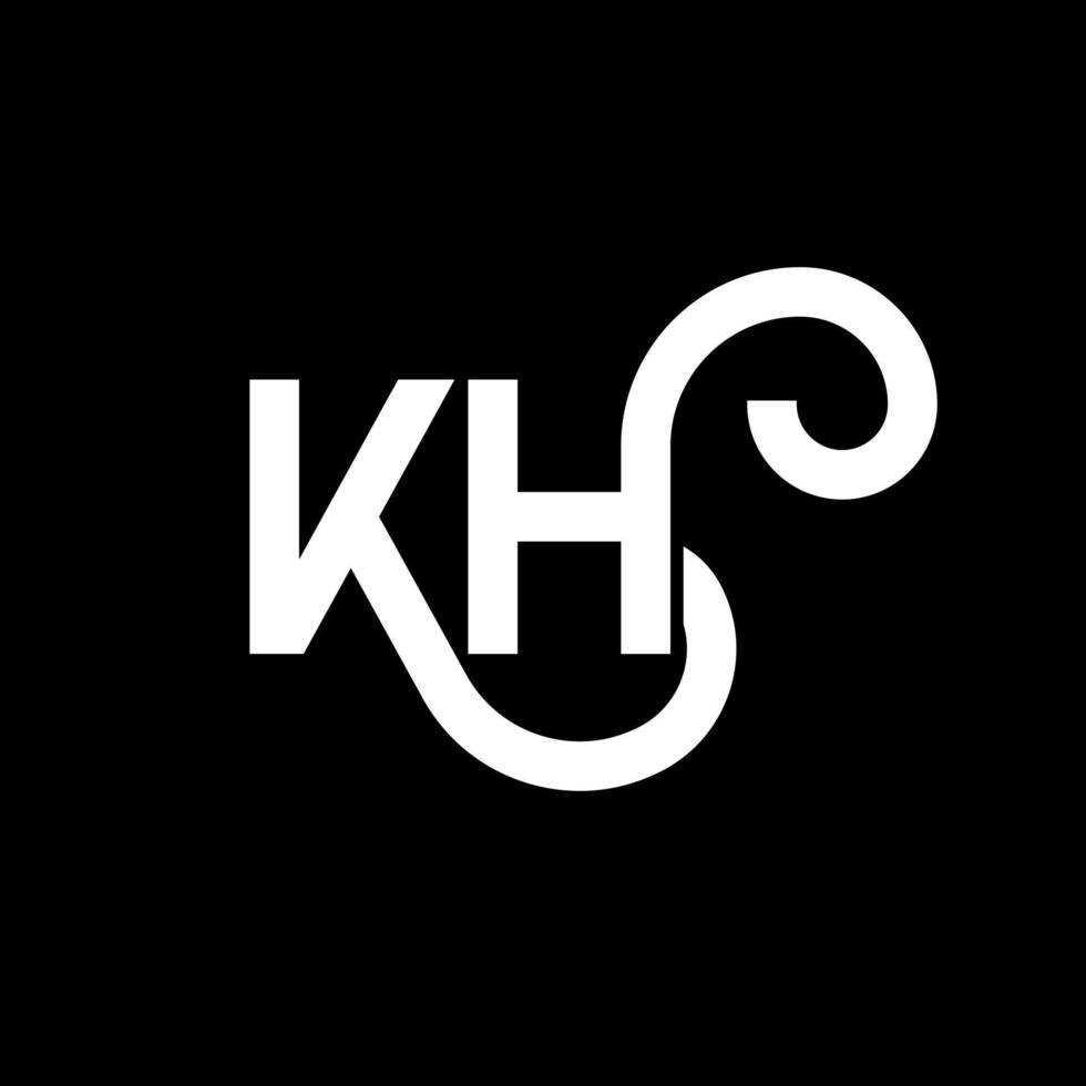 kh design de logotipo de letra em fundo preto. kh conceito de logotipo de letra de iniciais criativas. projeto de letra kh. kh design de letra branca sobre fundo preto. kh, kh logotipo vetor