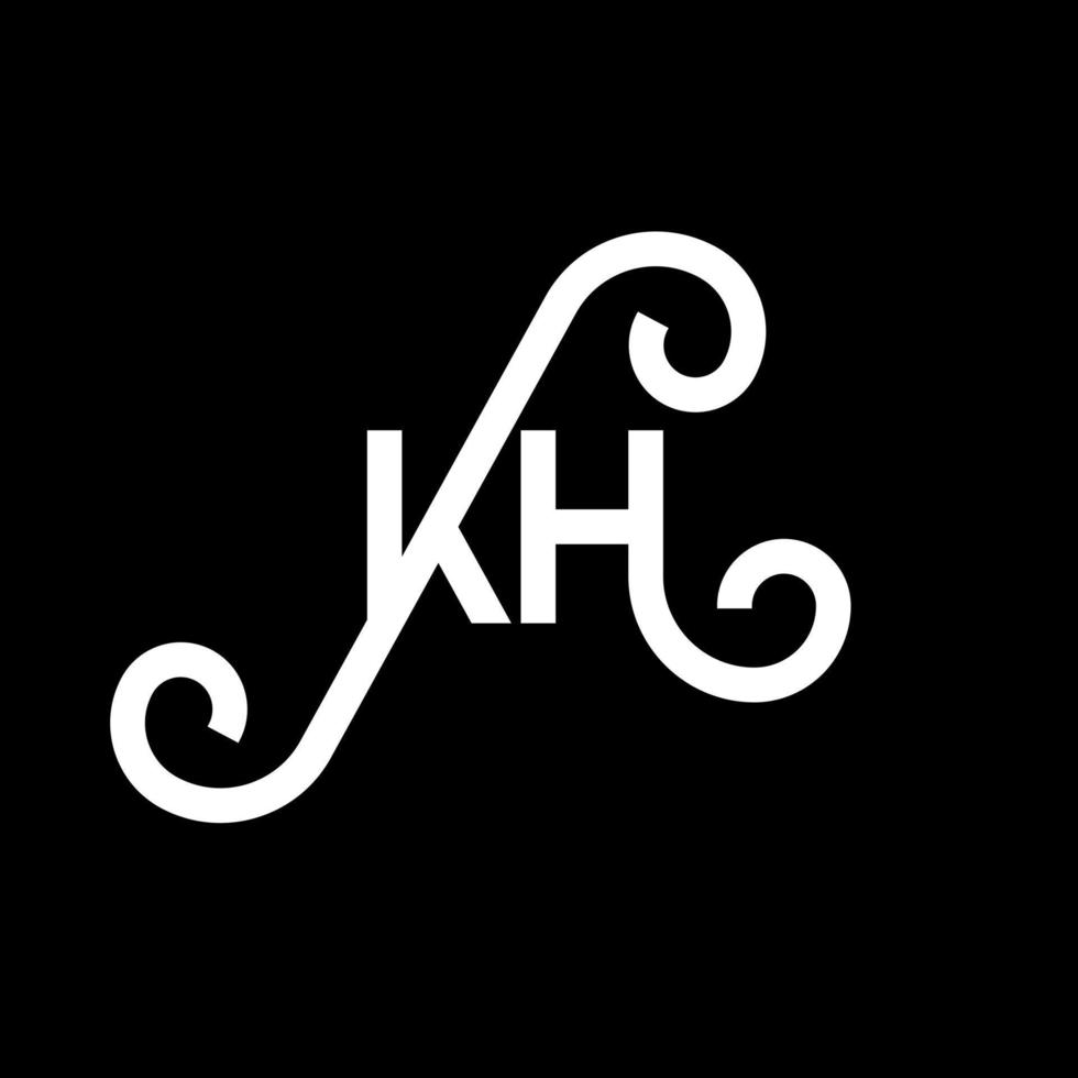 kh design de logotipo de letra em fundo preto. kh conceito de logotipo de letra de iniciais criativas. projeto de letra kh. kh design de letra branca sobre fundo preto. kh, kh logotipo vetor