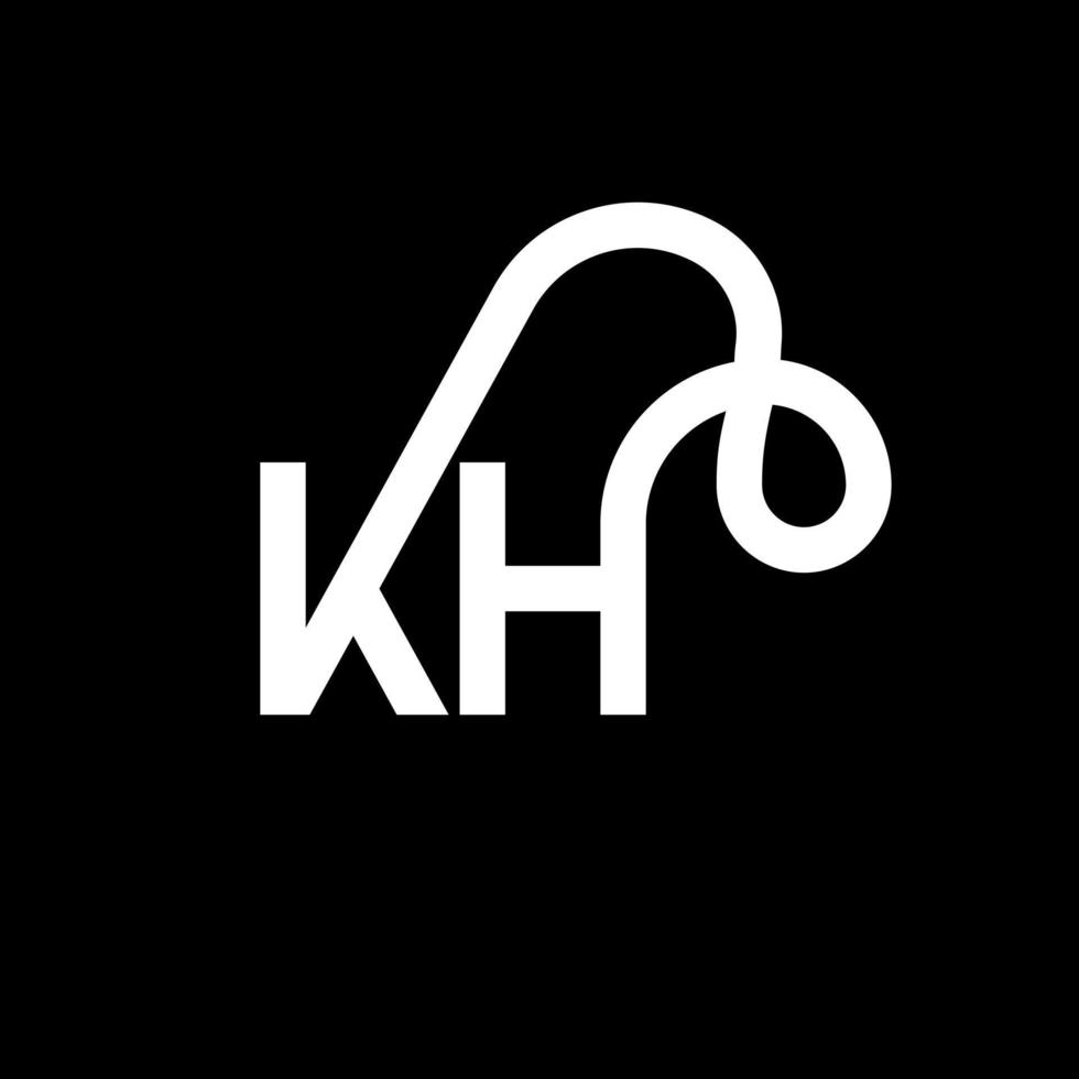 kh design de logotipo de letra em fundo preto. kh conceito de logotipo de letra de iniciais criativas. projeto de letra kh. kh design de letra branca sobre fundo preto. kh, kh logotipo vetor