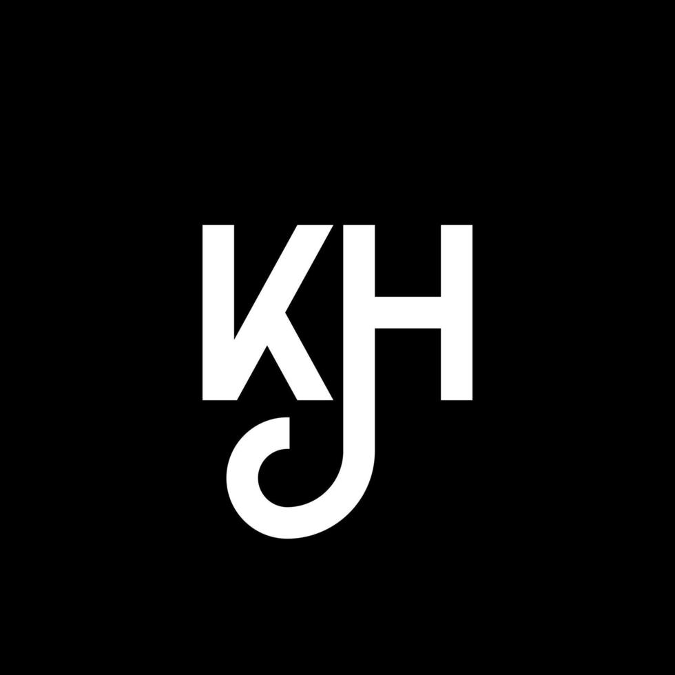 kh design de logotipo de letra em fundo preto. kh conceito de logotipo de letra de iniciais criativas. projeto de letra kh. kh design de letra branca sobre fundo preto. kh, kh logotipo vetor