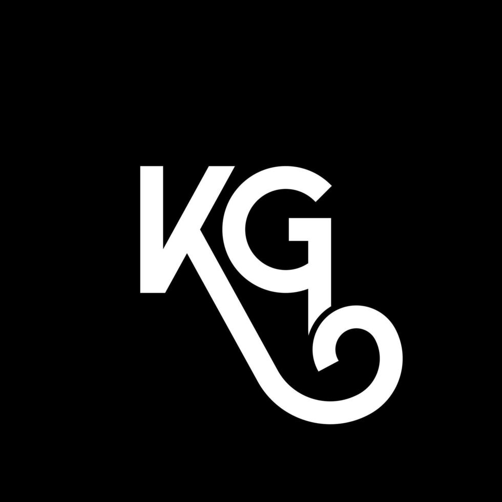 kg carta logotipo design em fundo preto. kg conceito de logotipo de letra de iniciais criativas. kg design de letras. kg design de letra branca sobre fundo preto. kg, logotipo kg vetor