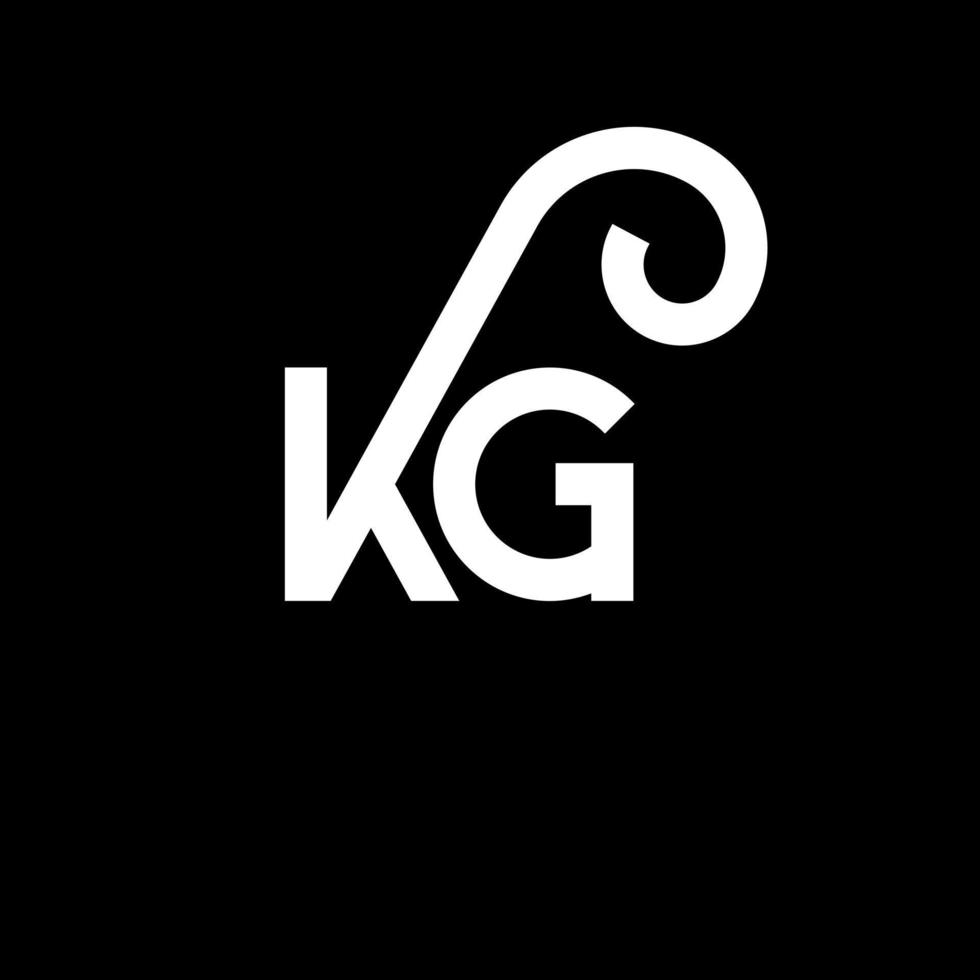 kg carta logotipo design em fundo preto. kg conceito de logotipo de letra de iniciais criativas. kg design de letras. kg design de letra branca sobre fundo preto. kg, logotipo kg vetor