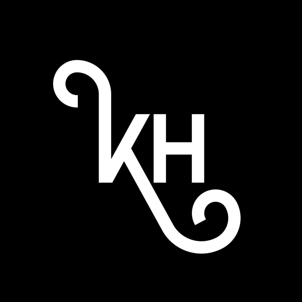 kh design de logotipo de letra em fundo preto. kh conceito de logotipo de letra de iniciais criativas. projeto de letra kh. kh design de letra branca sobre fundo preto. kh, kh logotipo vetor