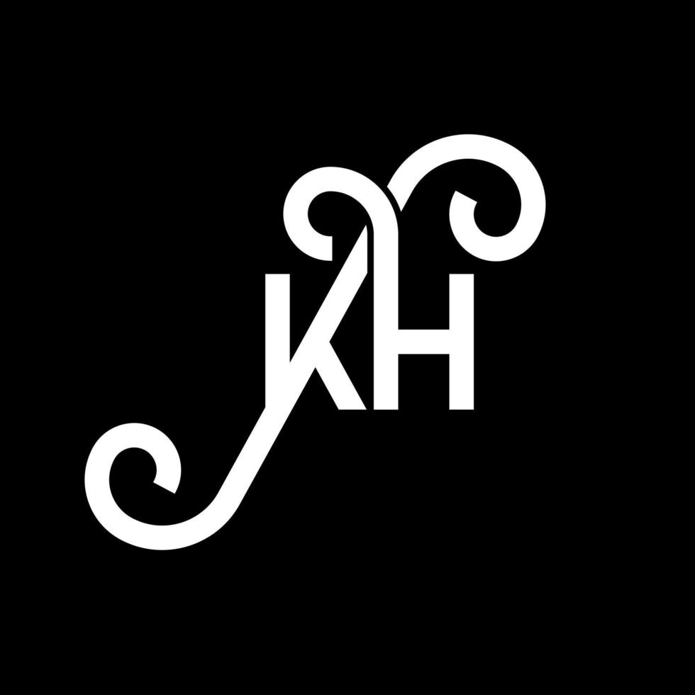 kh design de logotipo de letra em fundo preto. kh conceito de logotipo de letra de iniciais criativas. projeto de letra kh. kh design de letra branca sobre fundo preto. kh, kh logotipo vetor