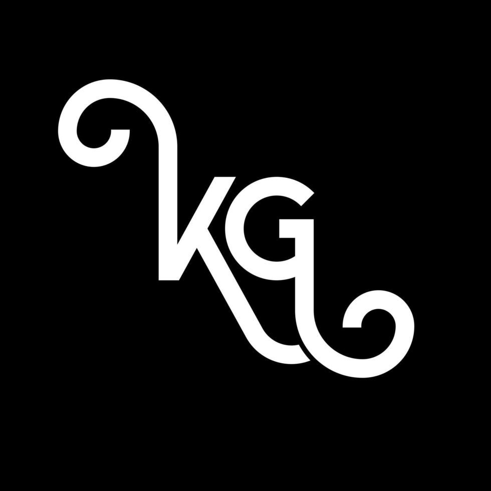 kg carta logotipo design em fundo preto. kg conceito de logotipo de letra de iniciais criativas. kg design de letras. kg design de letra branca sobre fundo preto. kg, logotipo kg vetor