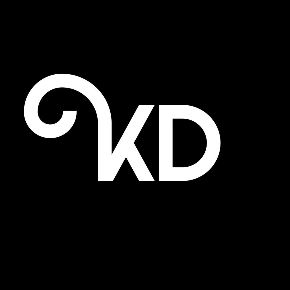 design de logotipo de letra kd em fundo preto. conceito de logotipo de letra de iniciais criativas kd. design de letra kd. kd desenho de letra branca sobre fundo preto. kd, logotipo kd vetor