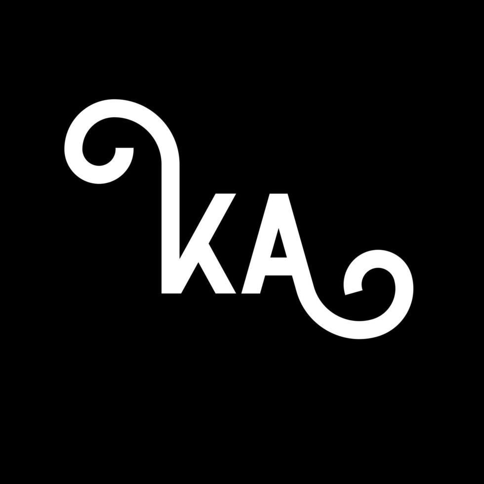 ka design de logotipo de carta em fundo preto. ka conceito de logotipo de letra de iniciais criativas. ka design de letras. ka desenho de letra branca sobre fundo preto. ka, ka logotipo vetor