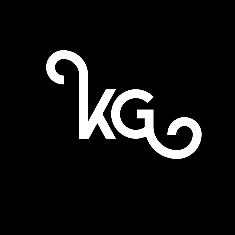 kg carta logotipo design em fundo preto. kg conceito de logotipo de letra de iniciais criativas. kg design de letras. kg design de letra branca sobre fundo preto. kg, logotipo kg vetor