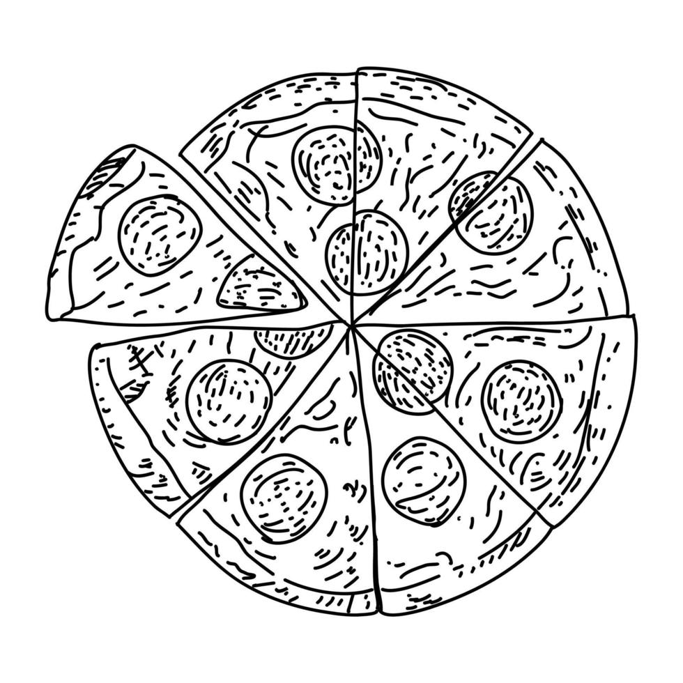 pizza. ilustração vetorial. estilo de esboço. vetor