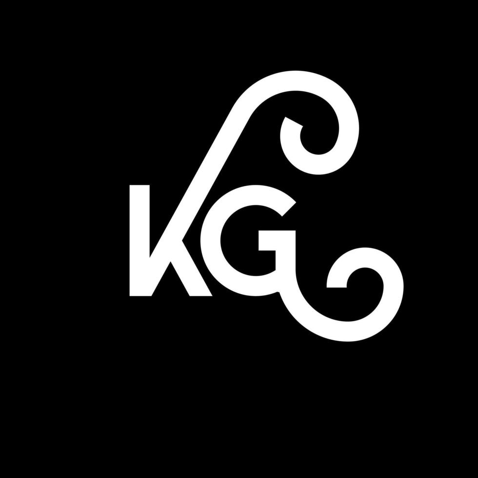 kg carta logotipo design em fundo preto. kg conceito de logotipo de letra de iniciais criativas. kg design de letras. kg design de letra branca sobre fundo preto. kg, logotipo kg vetor