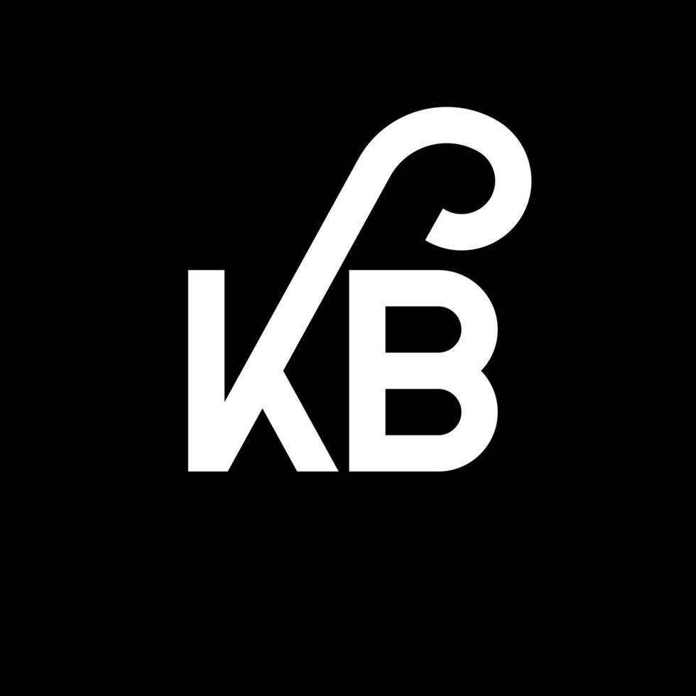 design de logotipo de letra kb em fundo preto. kb conceito de logotipo de letra de iniciais criativas. desenho de letra kb. kb desenho de letra branca sobre fundo preto. kb, logotipo kb vetor